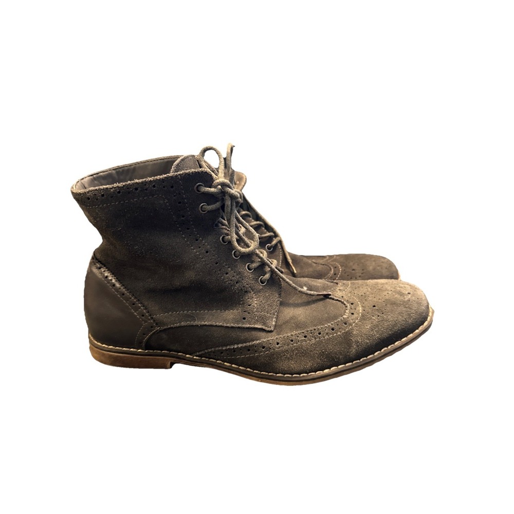 J75 Jump Leather Combat Grunge Boots Gray  Lace Up Mens 12 Suede Wingtip